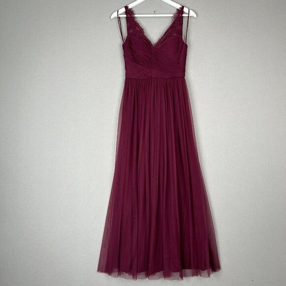 Hitherto Womens Dress Purple Fleur Lace Tulle Maxi Gown Evening